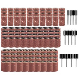 Wolfride 132 Piece Sanding Band, Router File, Electric File, For Drill Press, Nail Off, Nail Bit, 180#, 120#, 80#, Grinding, Polishing Tool, Woodworking, Rotary Tool, DIY Tool, 12 Pieces with 0.12 inch (3.17 mm) Shaft Included