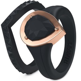 Rinfit Silicone Rings for Women - New Metal-Framed with Stackable - Silicone Diamond Rings Wedding Bands Women:_Black Metal Light Rose Gold_8