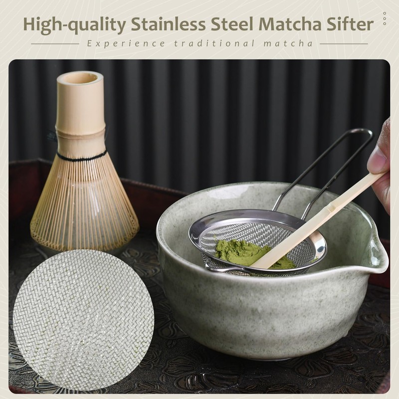 5PCS Match Whisk Set, Matcha Bowl with Spout, Matcha Whisk