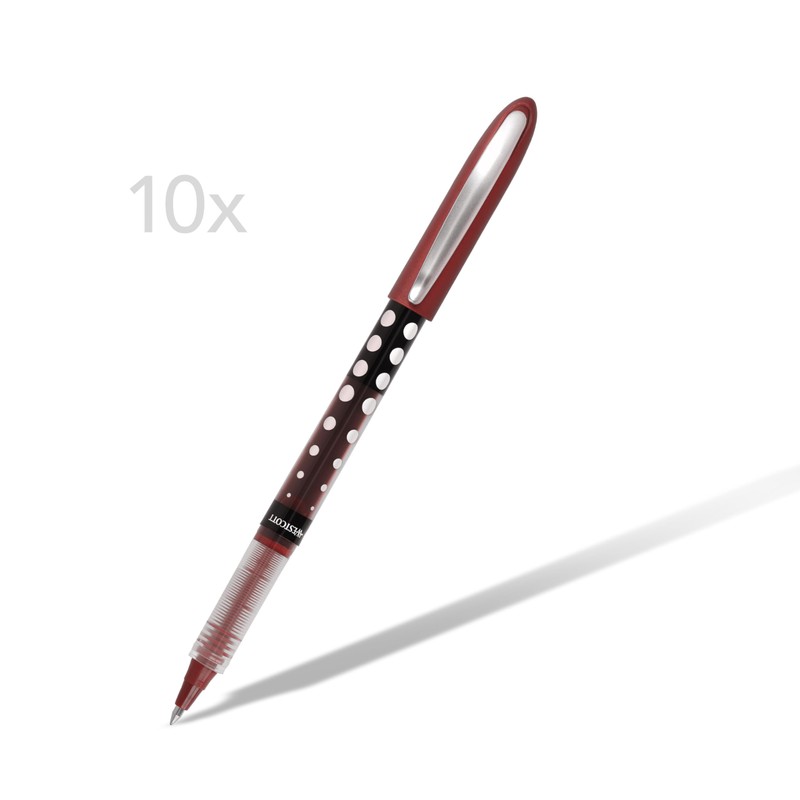Westcott PULSAR E-730631 00 Rollerball Pen, Red, Pack of 10,