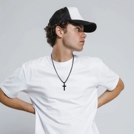 IEFLIFE Grandson Gifts Grandson Necklaces for Men, Grandson Jewelry Black Cross Necklace Grandson Gifts Fathers Day Baptism Christian Gifts for Grandson Christmas Gifts for Grandson