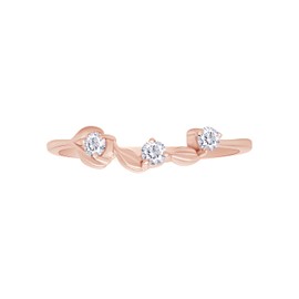 SAVEARTH DIAMONDS Leaf Design, 1/10 Carat Round Cut Moissanite Lab Created Diamond Art Deco Wedding Band Enhancer Ring In 14k Rose Gold Over Sterling Silver Jewelry For Women (0.10 Cttw) Size -9