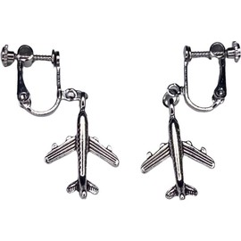 airplane jet aircraft flight brass earrings silver color earrings, No Gemstone
