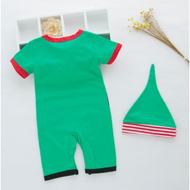 stylesilove Newborn Infant Toddler Unisex Baby Holiday Elf Short-Sleeved Costume Romper (95/18-24 Months) Green