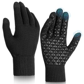 Wmcaps Winter Gloves Men and Women, Touchscreen Gloves, Thermal Knitted Gloves, Warm Gloves, Winter, Birthday, Christmas, Gifts for Men, Lined Port, Running Gloves, black