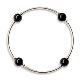 Made As Intended Smaller Bead Onyx Gemstone Bracelet, Regular Size