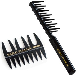 BABRO POMARD GEL COMB & BLACK MESH COMB SET FOR MEN COARSE PERM BARBER