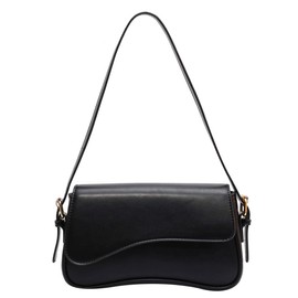 TIAASTAP Handbag Teenager Girls Shoulder Bag Hobo Bag Leather with Zip Vintage Aesthetic y2k Bag Small Handbags for Women Handbag Women's Small Shoulder Bag Shoulder Bag, A-Black