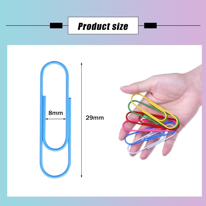 KHIRY Colourful Paper Clips, Pack of 500, Durable and Rustproof,
