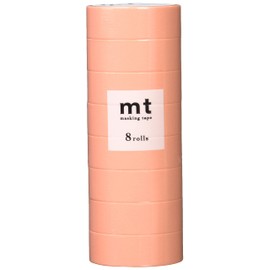 Kamoi Kakoshi MT08P188R Masking Tape, 8 Ps, Width 0.6 inches (15 mm) x 26.4 ft (7 m), 188 Salmon Pink