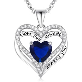 S925 Sterling Silver Necklace for Women, Birthday Necklaces Gifts for Wife Woman, Wedding Anniversary Jewelry 18K White Gold Filled, Unique Love Gift for Her, September