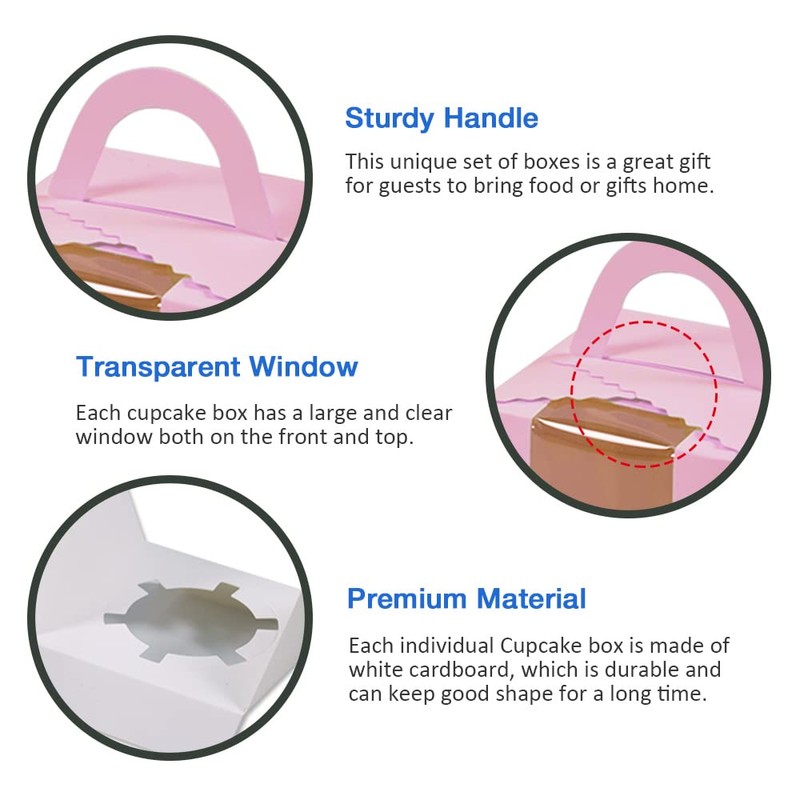 Goalfly 24 Pcs Single Cupcake Boxes, Individual Cupcake Boxes, Cupcake