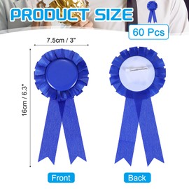 PATIKIL 60 Pcs Award Ribbons, 1st, 2nd, 3rd Place Winner Recognition Ribbon Blank Prize Ribbons Participation Medal Ribbons for Competition Sports Event, Blue