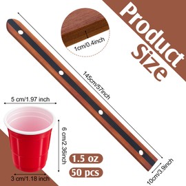 Ziliny 4 Person shot ski Board 57'' x 3.9'' Vintage Wooden Board with 50 Plastic Shot Glasses and 1 Marker Pen Rustic Retro Ski for Gathering Birthday Party Wedding(Natural Color)