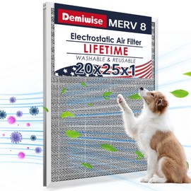 Demiwise Reusable Washable Aluminum Air Filter, MERV 8, Rectangular, Heavy-duty, Compatible with Air Conditioner, Furnace, HVAC, Lasts a Lifetime, Easy to Clean (Actual Size: 19.75x24.65x0.82)