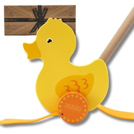 Jaques of London Waddles the Duck Wooden Push Along Toy for Toddlers | Walking Duck Push Toy for 1 Year Old | Classic Wooden Duck Toy | First Birthday Gift for Boys and Girls | Since 1795