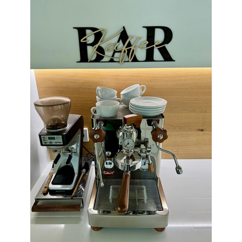 Kaffee-BAR Schild mit 3D-Schriftzug aus Holz (30cm) Schwarz