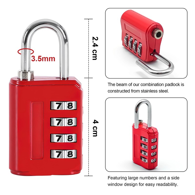 4 pcs Padlocks with Code,4 Digit Combination Padlock,Padlock for Gym