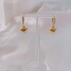 18k bold one-touch plump heart cubic silver earring design /