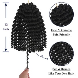 Jamaican Bounce Crochet Hair-12 Inch Wand Curl Ringlet Twist Extensions With Jamaican Bounce Crochet Braids Hair (3 PCS, 1B)