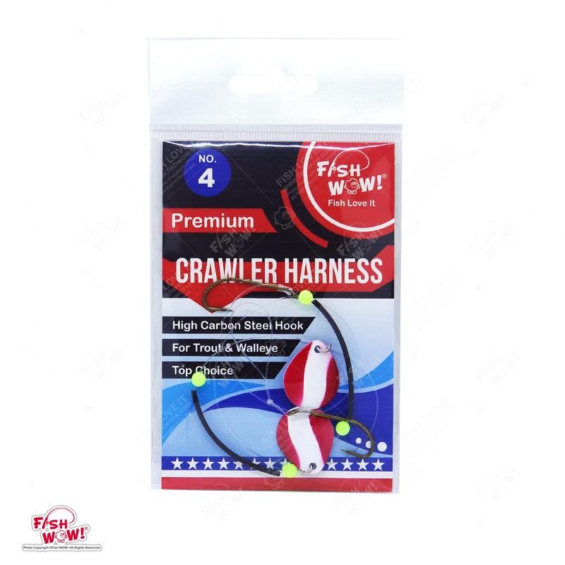 10pks Fish WOW!® 2-Hook Crawler Harness Walleye Spinner Rig #4