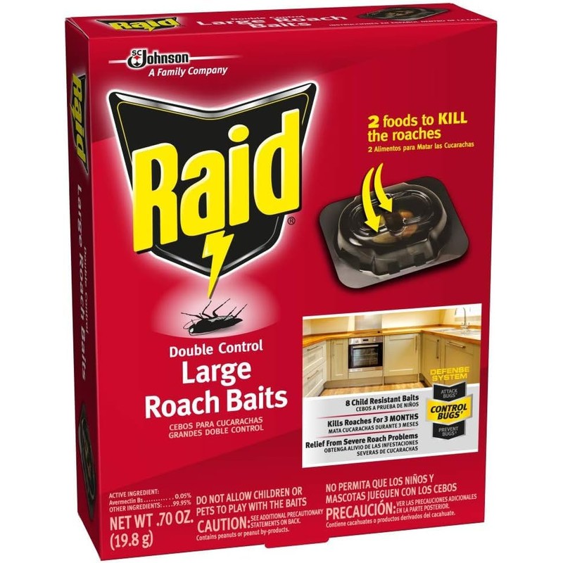 Raid Double Control Large Roach Baits 8 Count (Pack of