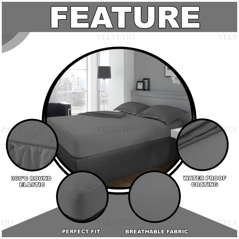 VELVETIO Waterproof Terry Towelling Mattress Protector, Soft Polycotton Non Allergic