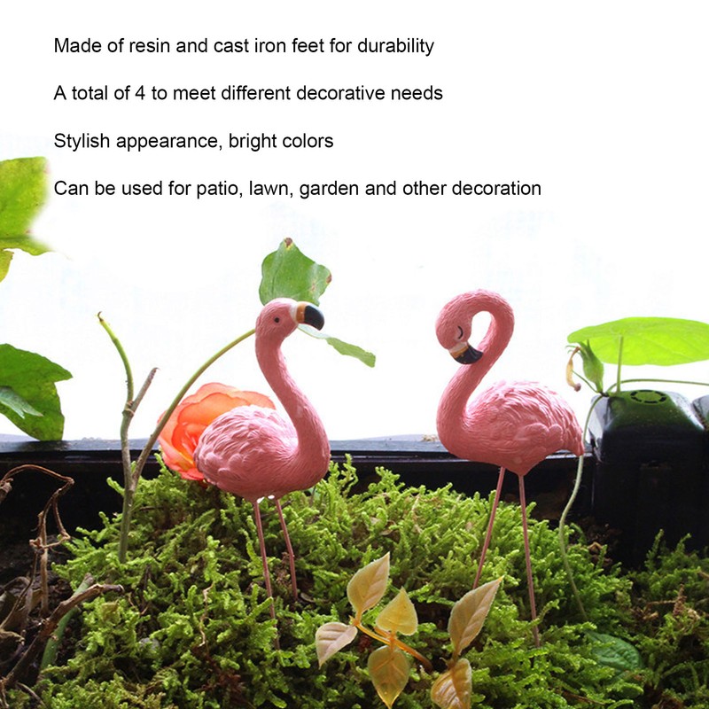 4 Pcs Pink Flamingo Garden Statue Fine Details Stylish Vivid