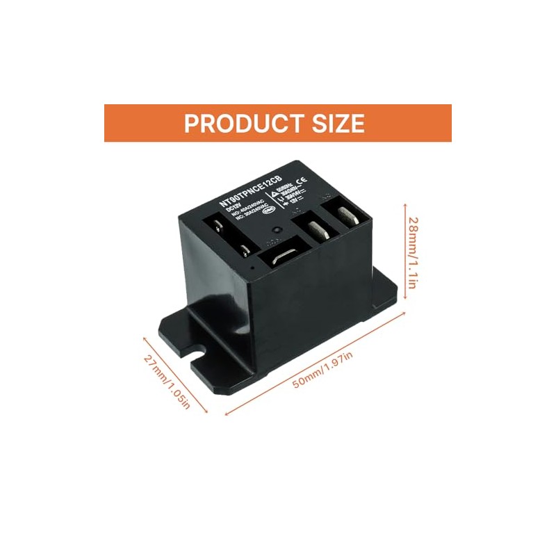 JAMHER 1 Pack NT90-DC12V-10X Power Relay DC 12V Coil 30A