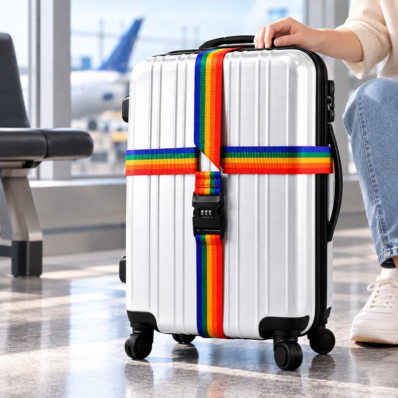 Adjustable Luggage Straps for Suitcases – 3-Digit Combination Lock and