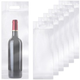 Gueevin 100 Pcs Wine to Go Wine Bottle Doggy Bag Plastic Adhesive Seal Travel Wine Bags for Restaurant Bar Travel Bags