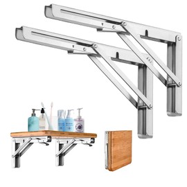 LYCXAMES Folding Console Heavy Duty 300 mm, Pack of 2 Stainless Steel Wall Brackets Table Folding Shelf Brackets Bookcase Shelf Brackets Folding Support for Benches and Shelves Space Saving DIY