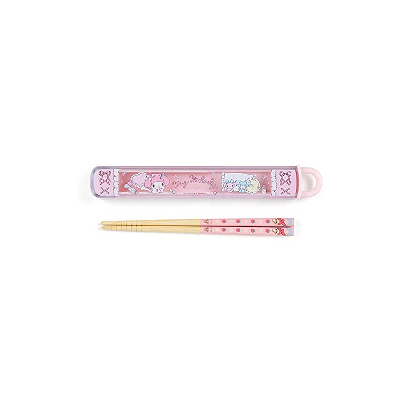 Sanrio 879096 SANRIO Chopsticks & Case Set, Antibacterial, Name Stickers,