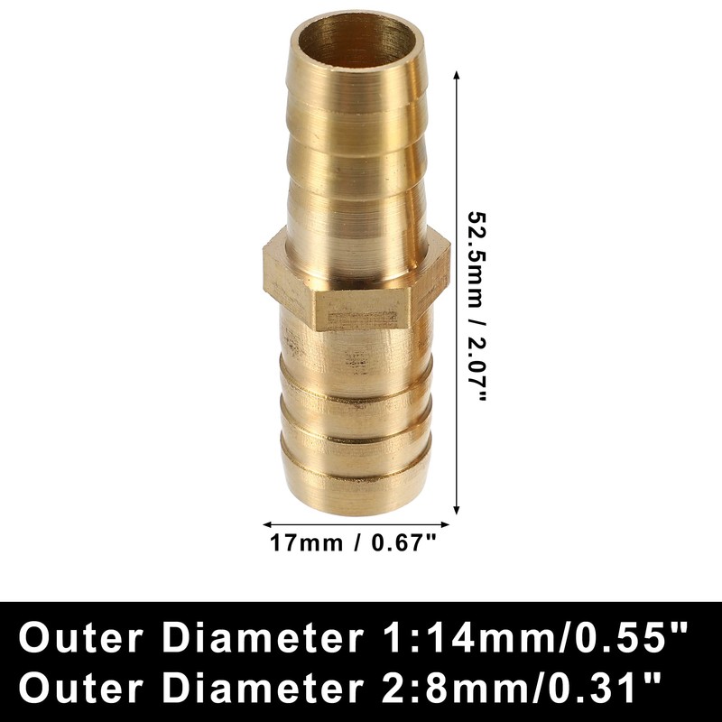 X AUTOHAUX 2 Pcs 16mm - 14mm Straight Shaped Barb