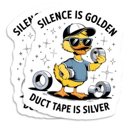 Silence is Golden Magnets Magnet - Funny Duck Quote - Duct Tape Humor - 2 Pack - 5 Inches - for Cars, Fridges, Toolboxes - PLDFMAG09276