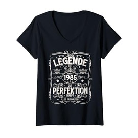 Womens 40th birthday man gift 1985 Legend August 1985 40 Vintage V-Neck T-Shirt