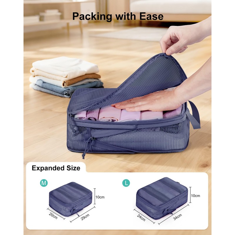 ECOHUB 4pcs Compression Packing Cubes, Recycled 300% Higher Anti-tear Packing