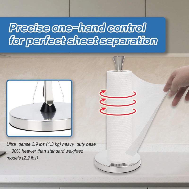 Stainless Steel Paper Towel Holder – Heavy-Duty Base & Suction