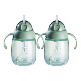 Tommee Tippee Vaso Superstar de con popote con contrapeso, para niños pequeños, mayores de 6 meses, 10 oz., a prueba de derrames y sacudidas, popote antimicrobiano, Verde, 2 Unidades