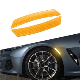 Lyxheth 2PCS Car Reflective Trim Side Marker Stickers, Side Reflectors for Car, Anti-Collision Automatic Bumper Fender Stickers, Auto Exterior Accessories Reflector Guard Fit Cars (Yellow, 2PCS)
