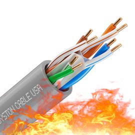 Syston Cable Technology Cat6e Ethernet Internet Cable - 500 FT，600MHz 23AWG Solid Bare Copper Wire Outdoor/Indoor Suit, No Ends 10 Ft to 1000 Ft Available, Heat Resistant Plenum Rated - CMP