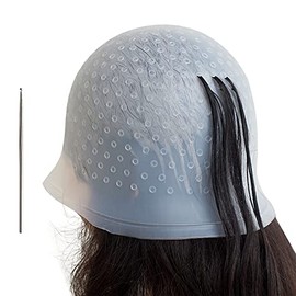 Losaria Half Arc Holes Highlighting Cap Reusable Highlight Cap Silicon Prehole Hair Highlighting Cap Thick Hair Cap for Highlights DIY Dyeing Highlight Cap Hook, White, 20*31cm
