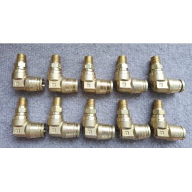 Parker 10 Parker 1/2 OD Tube, 1/4 NPT, Push, Connect Elbow Brass Air PrestoMatic LOT