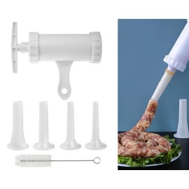 Sausage Stuffer Manual Sausage Maker with 4 Sizes Funnel Stuffing Tubes Plastic Meat Filler Stuffer Salami Maker
