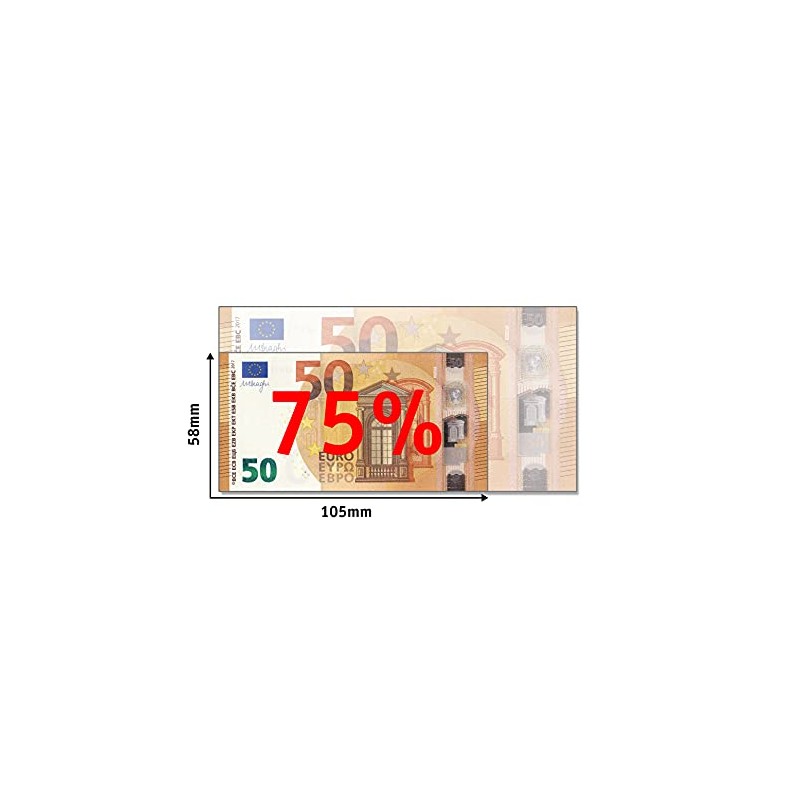 Cashbricks®, 100 x €50 toy banknotes, reduced size by 75 %,