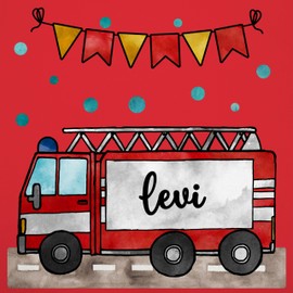 Geschenk mit Namen personalisiert by Shirtracer - Children's Apron for Boys and Girls – Fire Brigade – Fire Engine – Gift, 4 Red