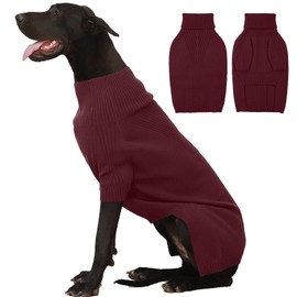 IECOii Extra-Large Dog Sweater 5XL,Christmas Dog Sweaters for Extra Large Dogs Girl Boy,Turtleneck Knitted Knitwear Easy On Doggie Sweatshirt Dog Sweater for Doberman,Great Dane(Wine red,XXXXXL)