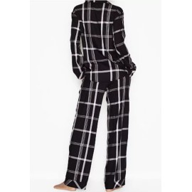 Victoria's Secret NEW Victorias Secret  PJ Pajama Set Black Pink long Sleeve Cotton flannel Plaid