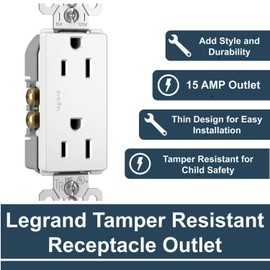 Legrand - Pass & Seymour radiant 885TRWCP7 Tamper-Resistant 15 Amp Duplex Outlet, 10-Pack, White