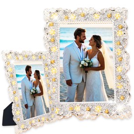 LAST HOE DOWN 5 X 7 Inch Crystal Picture Frame Resin Handmade Glass Rhinestone Photo Frame With High Definition Glass Display Holder (silvery)